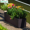 Leizisure Self-Watering Rattan Style Long Planter Garden Plus