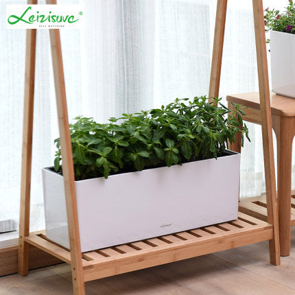 Leizisure Self-Watering Rattan Style Long Planter Garden Plus