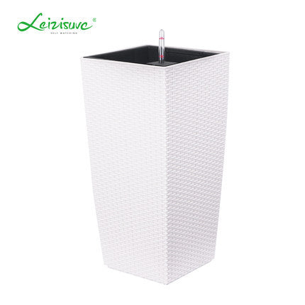 Leizisure Self-Watering Planter High-Trapezoid Rattan Style Flowerpot Garden Plus