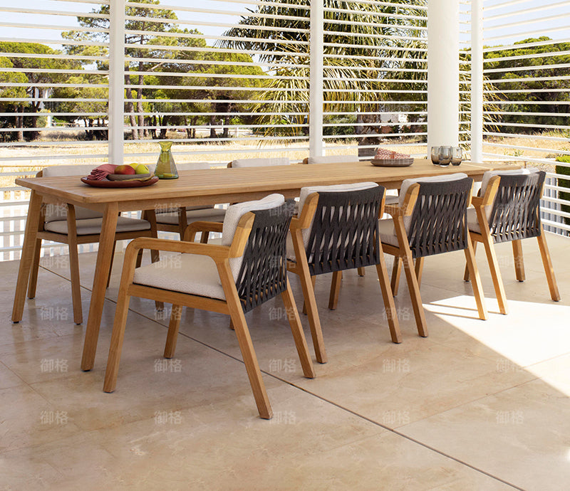 Teak Rattan Table and Chair Set Garden Plus