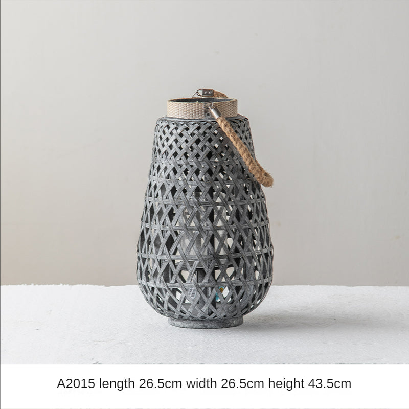 Retro Nostalgic Pendant Ornamen Bamboo Candle Lantern Garden Plus