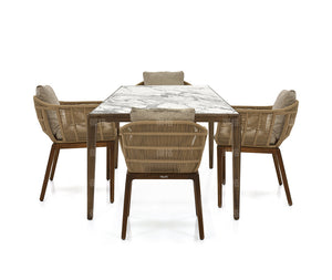 Teak Stone Plate Dining Tables and Chairs Set Garden Plus