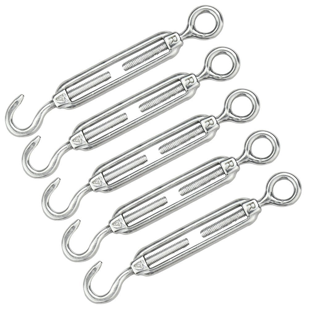 M8 Stainless Steel 304 Hook & Eye Turnbuckle 5pcs Garden Plus
