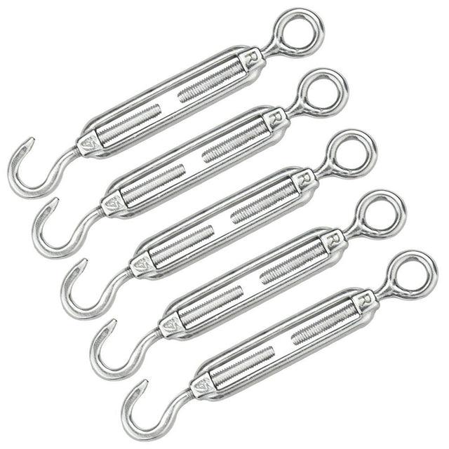 M8 Stainless Steel 304 Hook & Eye Turnbuckle 5pcs
