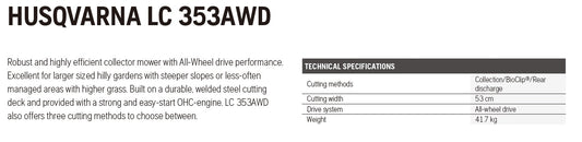HUSQVARNA LC 353AWD LAWNMOWER