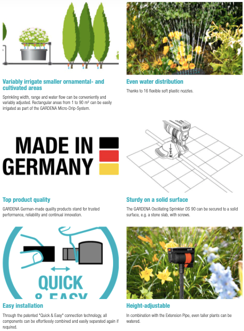 Gardena Oscillating Sprinkler OS 90 Garden Plus