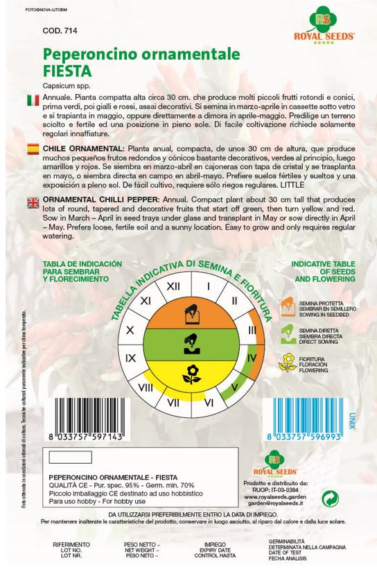 Ornamental Pepper - Royal Seed RYMF341/50 Garden Plus