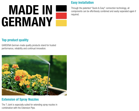 Gardena T-joint for Spray Nozzles, 13mm(1/2") Garden Plus