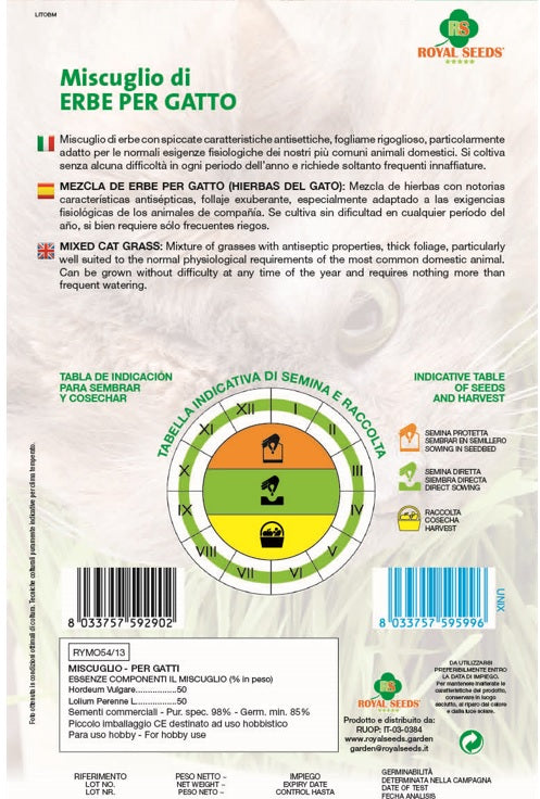 Mixed Cat grass - Royal seed RMYA54/13 Garden Plus