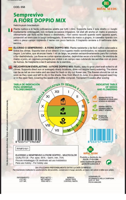 Helichrysum Everlasting - Royal Seed RYMF318/1 - COD.658 Garden Plus
