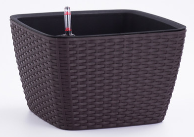 Leizisure Self-Watering Planter Low-Trapezoid Rattan Style Flowerpot Garden Plus