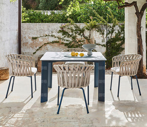 Stone surface Desk & Rattan Chair Combination Garden Plus