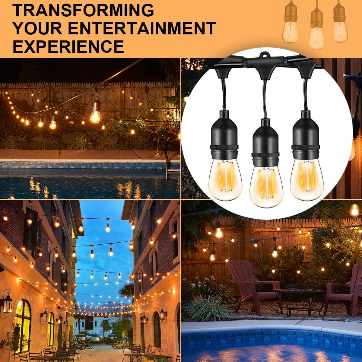 LED Outdoor String Lights - 48Ft Garden Plus