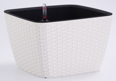 Leizisure Self-Watering Planter Low-Trapezoid Rattan Style Flowerpot