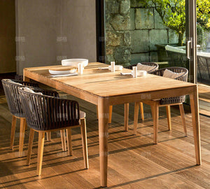 Wood Rattan Chair and Table Combination Garden Plus