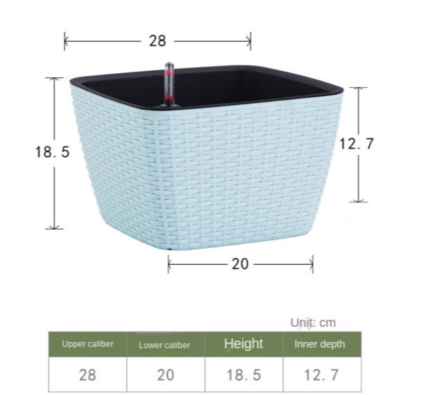 Leizisure Self-Watering Planter Low-Trapezoid Rattan Style Flowerpot Garden Plus