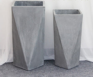 Geometic Cement High Cube planter Garden Plus