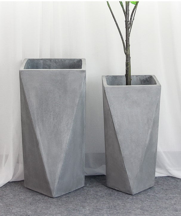 Geometic Cement High Cube planter Garden Plus