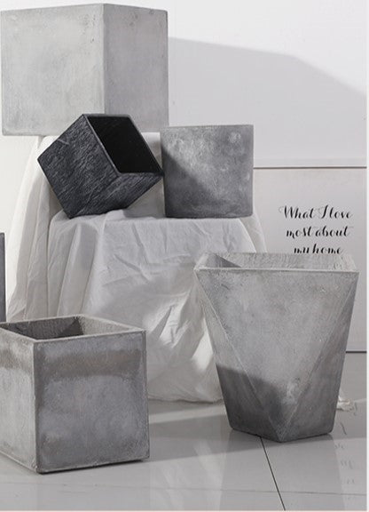 Geometic Cement trapezoid planter Garden Plus