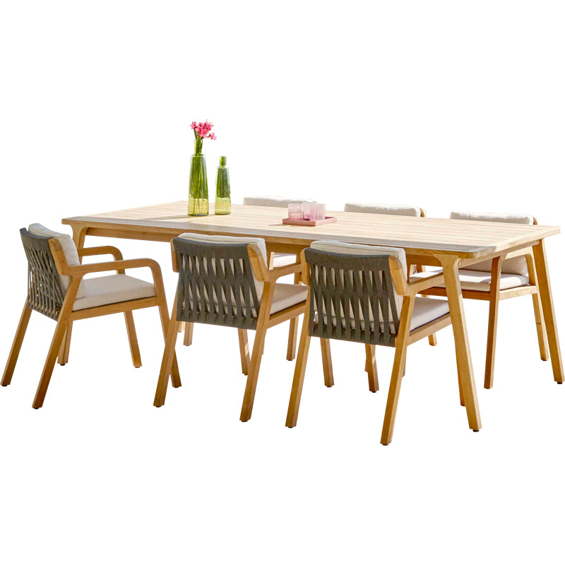 Teak Rattan Table and Chair Set Garden Plus