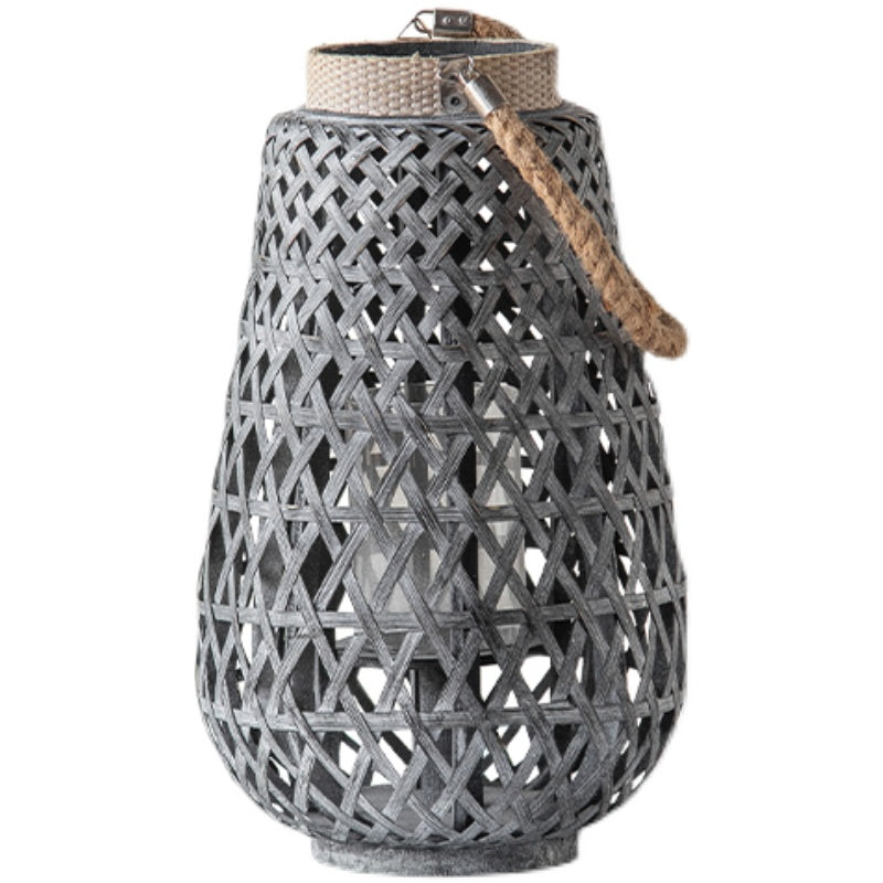 Retro Nostalgic Pendant Ornamen Bamboo Candle Lantern Garden Plus