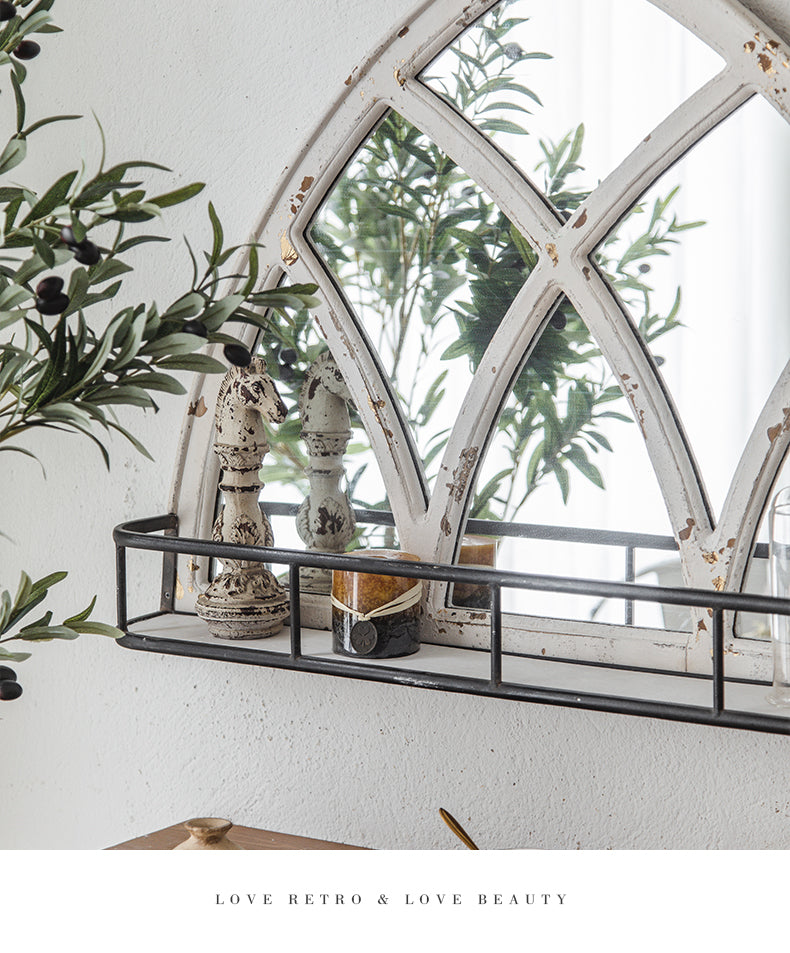 Retro Iron Art Decorative Wall Hanging Mirror Garden Plus