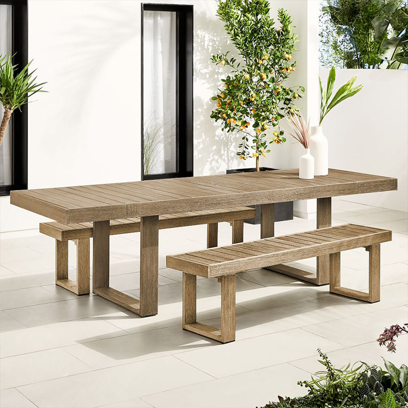 Solid Wood Long Table and Bench Garden Plus