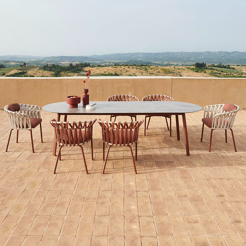 Stone surface Desk & Rattan Chair Combination Garden Plus