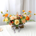 Portable Flower Rattan Basket Simulation Silk Flower Decoration Piece Garden Plus