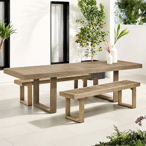 Solid Wood Long Table and Bench Garden Plus