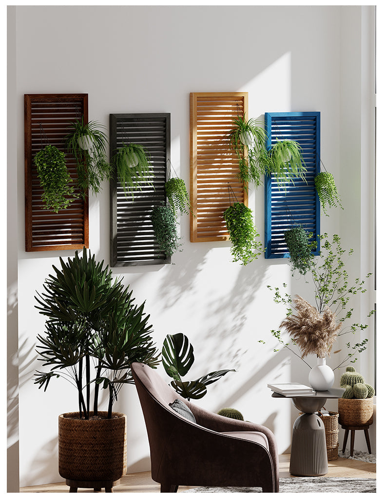 Outdoor Wooden Louver Mesh Screen Fence Garden Plus