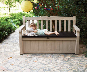 Keter Eden Outdoor Storage Backrest Leisure Bench Garden Plus