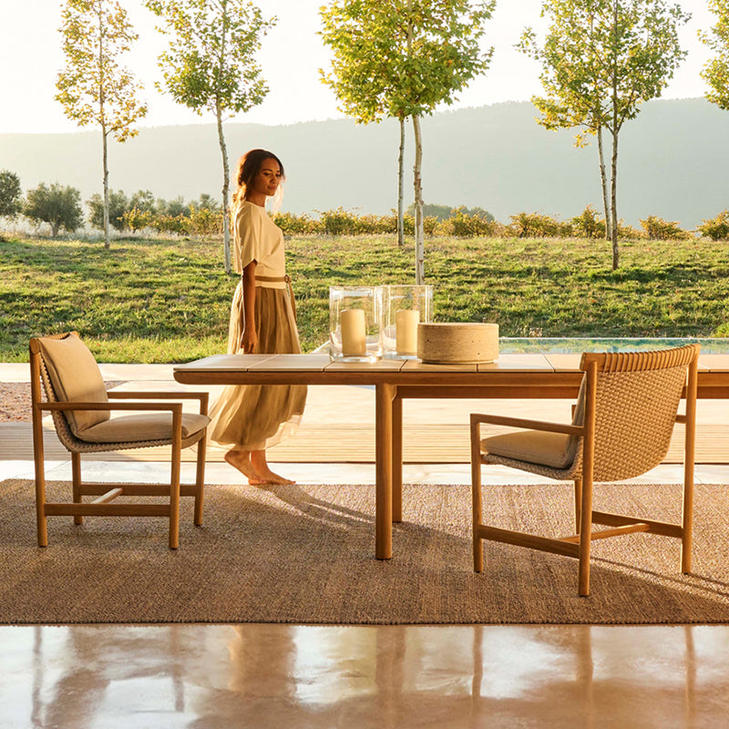 Teak Wood Rattan Chair and Table Garden Plus