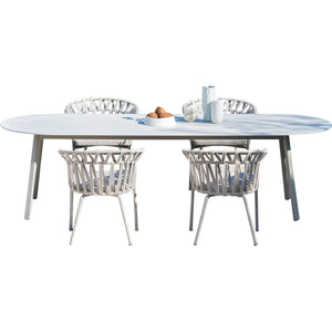 Stone surface Desk & Rattan Chair Combination Garden Plus