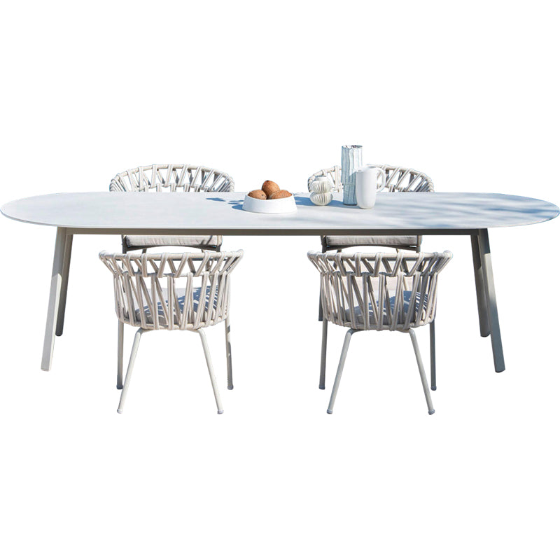 Stone surface Desk & Rattan Chair Combination Garden Plus