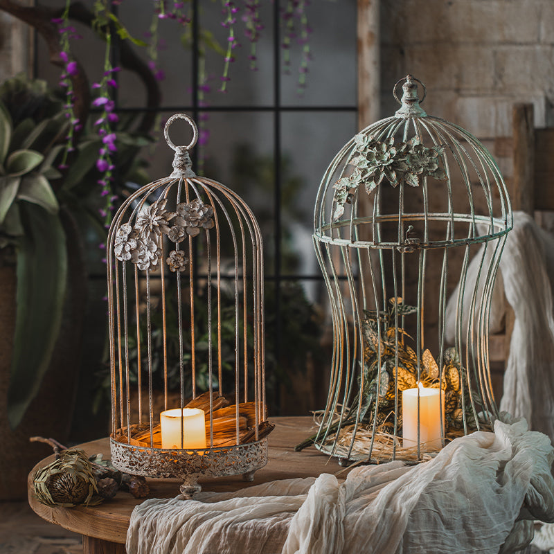 Retro Iron Art Bird Cage Candle stand