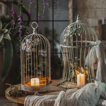 Retro Iron Art Bird Cage Candle stand