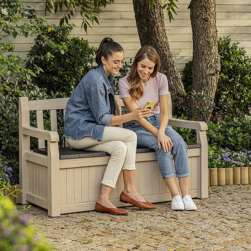 Keter Eden Outdoor Storage Backrest Leisure Bench Garden Plus