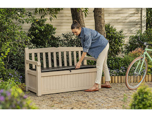 Keter Eden Outdoor Storage Backrest Leisure Bench Garden Plus