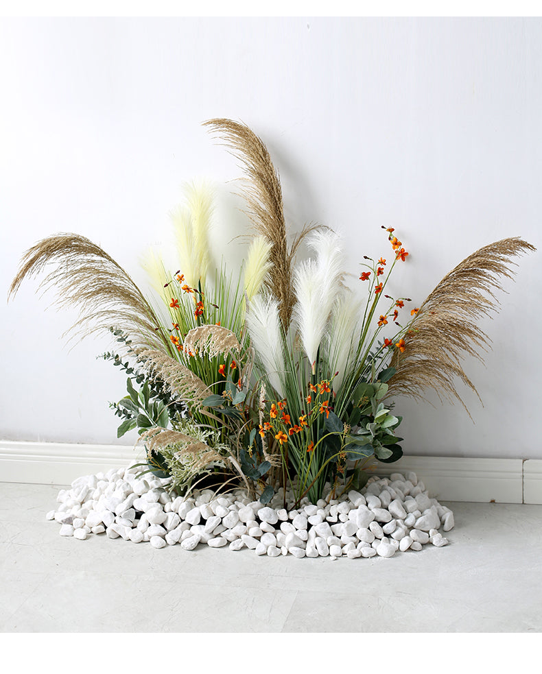 Large Green Plant Reed Landscape Fake Flower and Grass Decoration Pieces Garden Plus