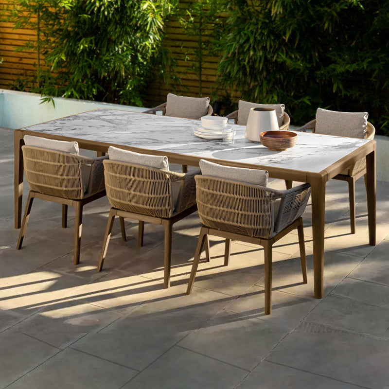 Teak Stone Plate Dining Tables and Chairs Set Garden Plus