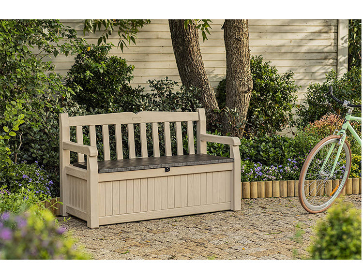 Keter Eden Outdoor Storage Backrest Leisure Bench Garden Plus