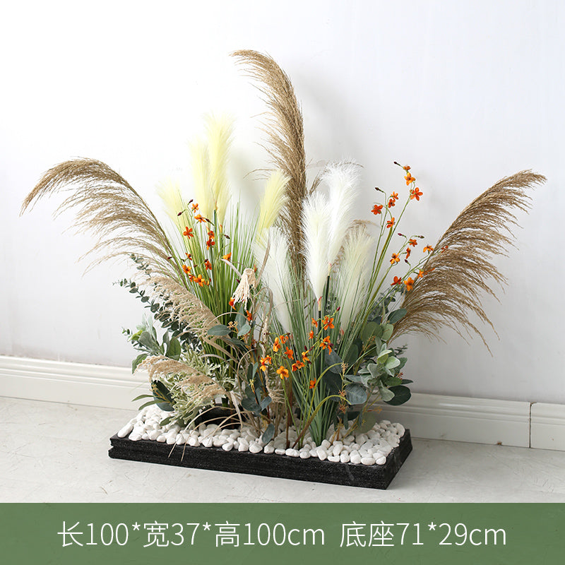 Large Green Plant Reed Landscape Fake Flower and Grass Decoration Pieces Garden Plus
