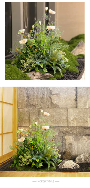 Round Artificial Bonsai Landscape Flower Plant Decoartion Piece Garden Plus