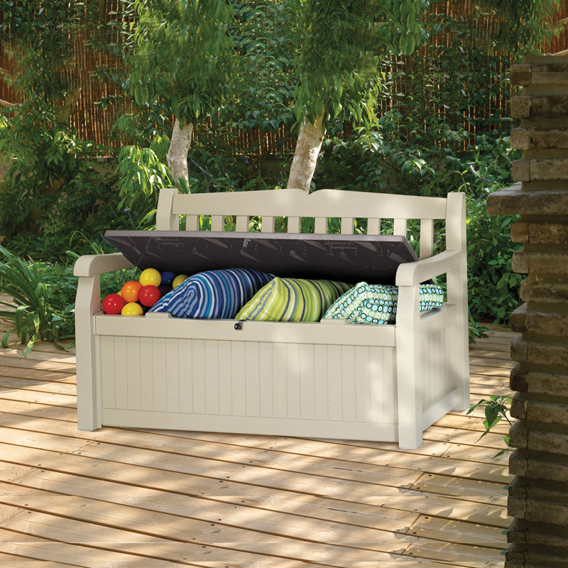 Keter Eden Outdoor Storage Backrest Leisure Bench Garden Plus