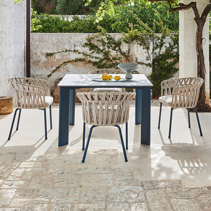 Stone surface Desk & Rattan Chair Combination Garden Plus