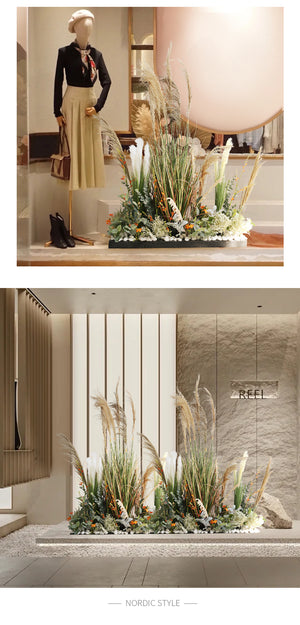 Natural Reed Potted Landscape Simulated Planter Piece Garden Plus