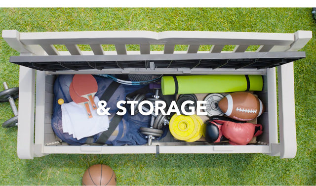 Keter Eden Outdoor Storage Backrest Leisure Bench Garden Plus