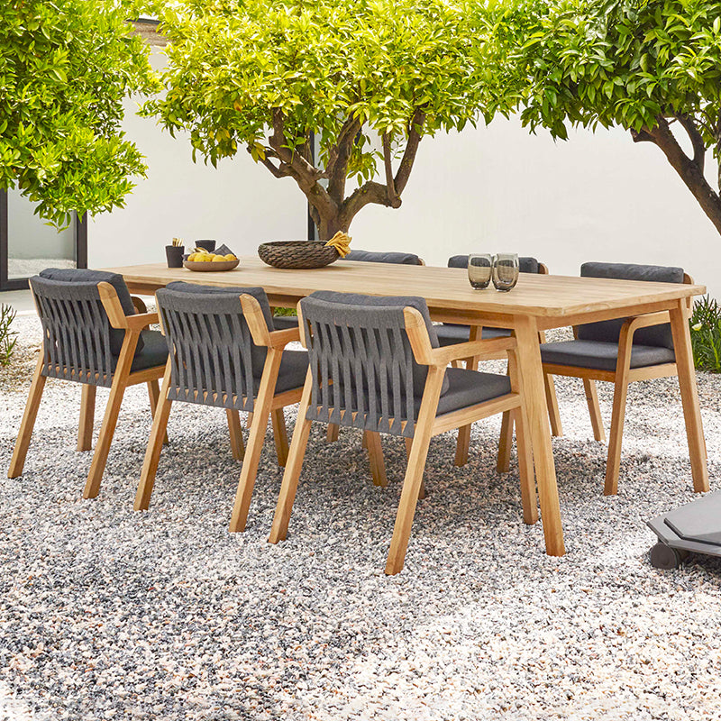 Teak Rattan Table and Chair Set Garden Plus
