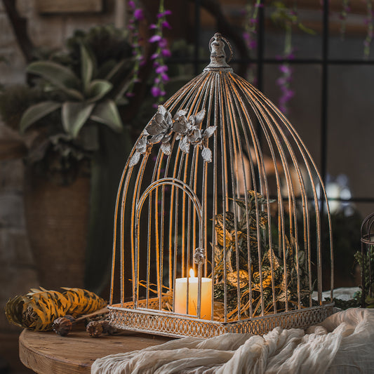 Retro Iron Art Bird Cage Candle stand